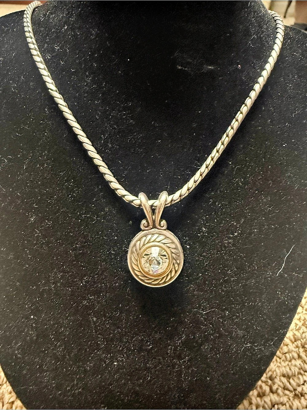 Brighton Meridian Two-Tone Crystal Pendant Necklace Gold & Silver